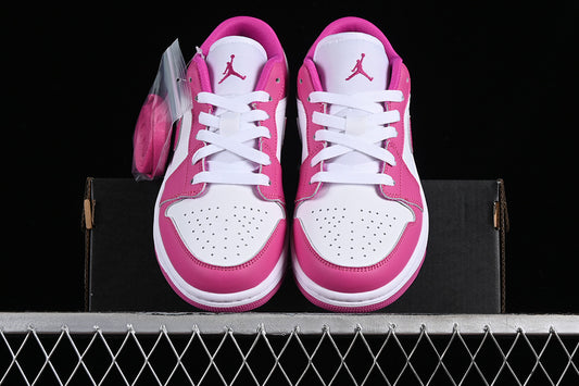 Nike Air Jordan 1 Low Fire Pink White Iris Whisper Sneakers
