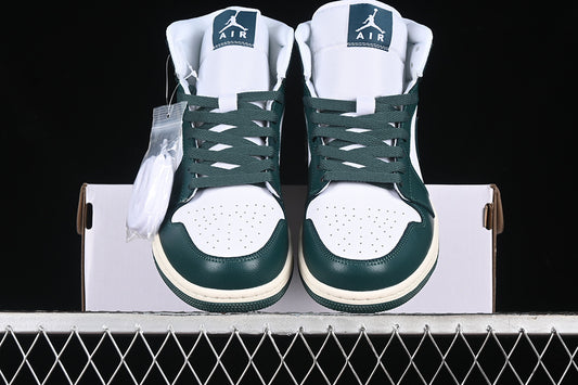 Nike Air Jordan 1 Mid White Sail Oxidized Green Sneakers