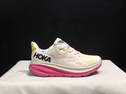 Hoka One One Clifton 9 Running Shoes Athletic Shoes Sneakers White/Pink