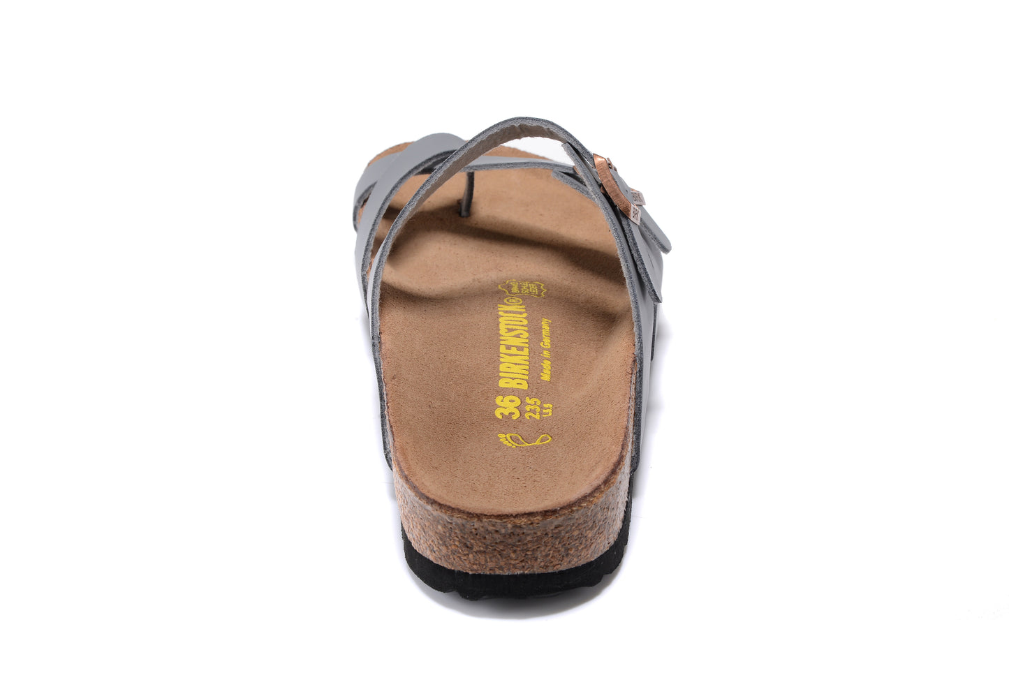 Birkenstock Gray Comfort Toe-Loop Leather Sandals