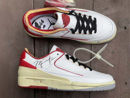 Nike Air Jordan 2 Low Off-White White And Varsity Red Sneakers