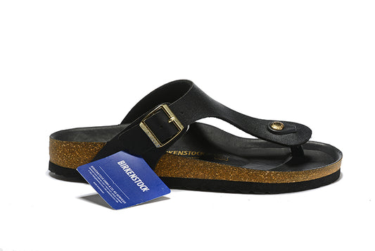 Birkenstock Black Matte Leather Casual Flip Flops