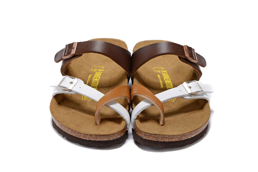 Birkenstock Three-Colour Comfort Toe-Loop Leather Sandals