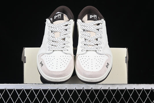 Travis Scott Fragment Design Nike Air Jordan 1 Low Bape OG SP Brown Sole White Beige Sneakers