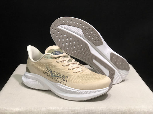 Hoka One One Mach 6 Wear-resistant Breathable Low-top Running Shoes Sneakers Beige