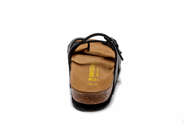 Birkenstock Black Comfort Toe-Loop Leather Sandals