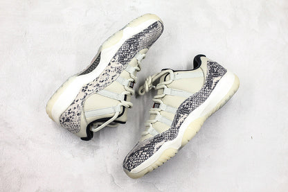 Nike Air Jordan 11 Retro Low-Top "Light Bone" Snakeskin White Sneakers