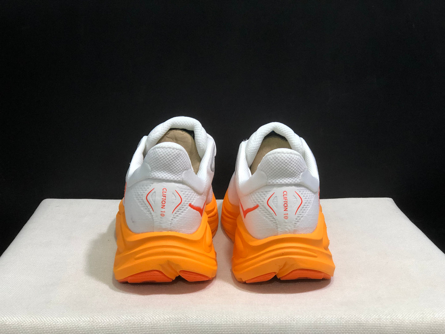 Hoka One One Clifton 10 Fashion Shoes Sneakers White/Orange