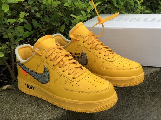 Nike Air Force 1 Low Off White ICA University Gold/Metallic Silver Sneakers