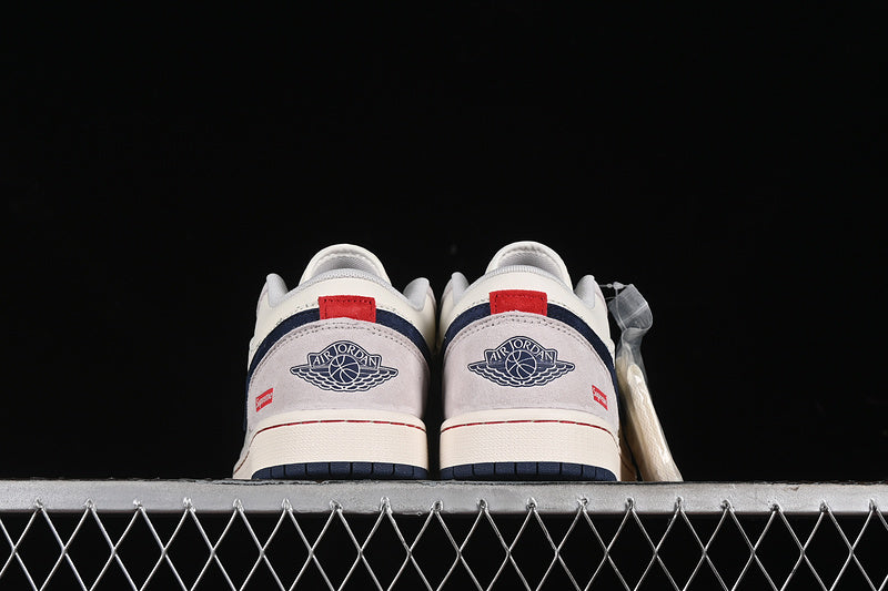 Nike Air Jordan 1 Low Supreme White Grey Blue Sneakers