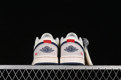 Nike Air Jordan 1 Low Supreme White Grey Blue Sneakers