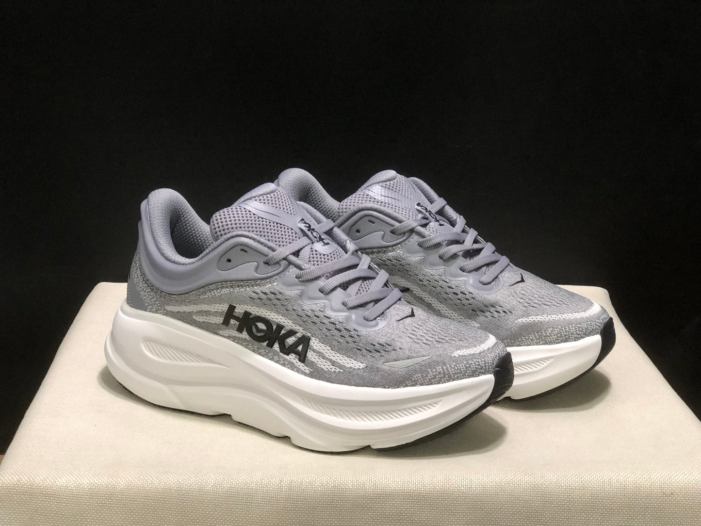 Hoka One One Bondi 9 Comfortable Low-top Running Shoes Sneakers Gray