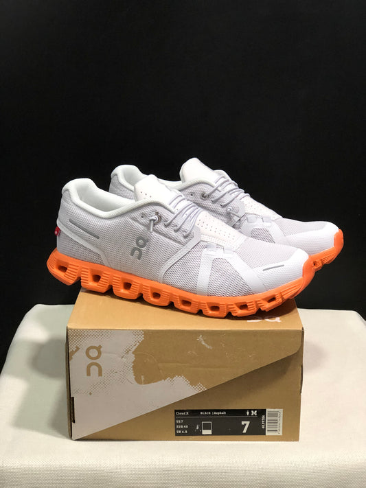 On Running Cloud 5 Lightweight Running Shoes Misty white/Orange