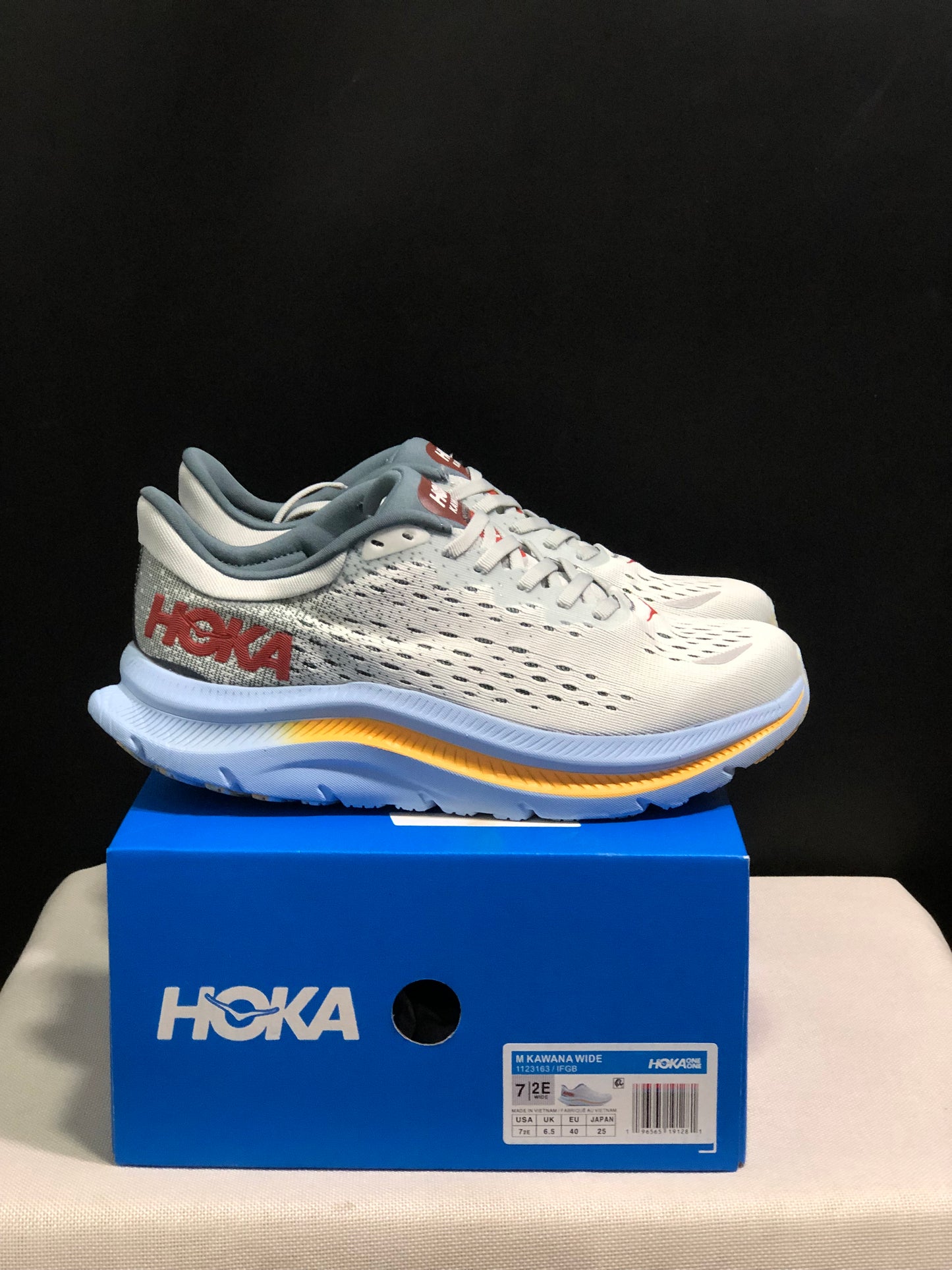 Hoka One One Kawana Cushioning Comfortable Gym Running Shoes Sneakers Cream/Blue