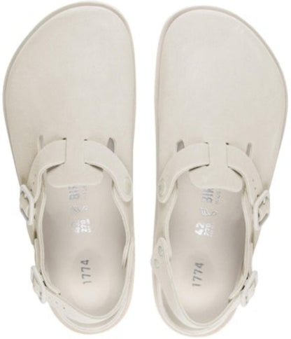 Birkenstock 1774 III Tokio 1025950 Suede Leather Bone White Covered-Toe Slippers