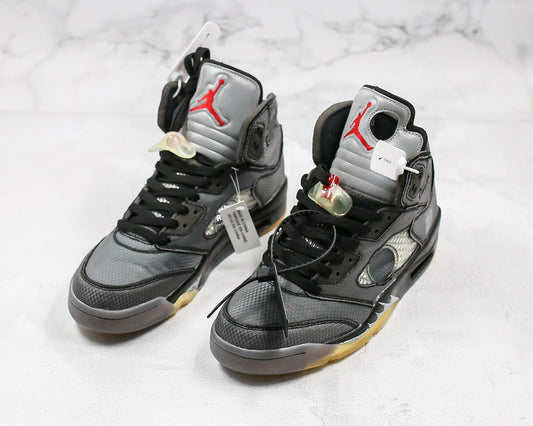 Nike Air Jordan Retro 5 SP x Off-White Mid Muslin Medium Grey Sneakers