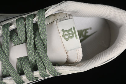 Nike Air Jordan 1 Low OG SP Off-White Travis Scott Fragment Design Green Sole White Sneakers