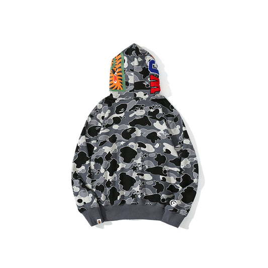 A Bathing Ape BAPE Shark Head STA Star Camo Hoodie Black