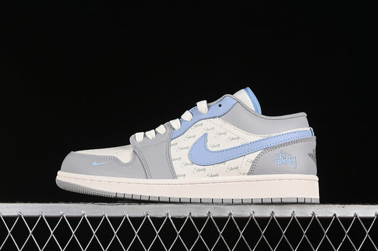 Nike Air Jordan 1 Low Grey White Blue Sneakers