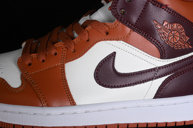 Nike Air Jordan 1 Mid White Dusty Peach Night Maroon Sail Sneakers