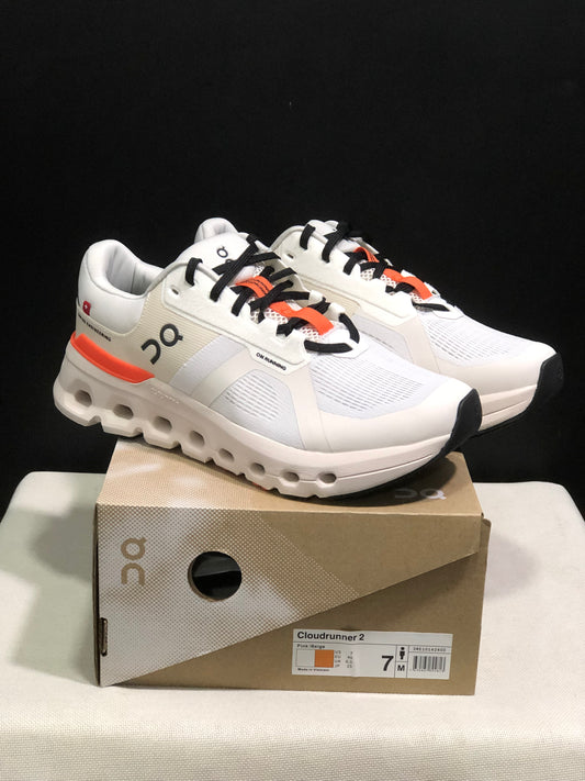 On Running Cloudrunner 2 Mesh Breathable Running Shoes White/Orange