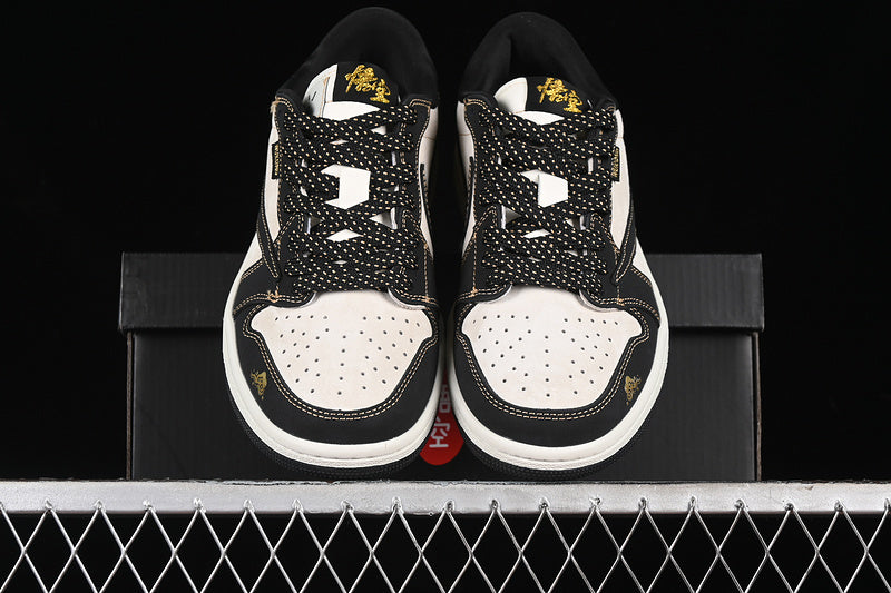 Nike Air Jordan 1 Low OG SP Travis Scott Fragment Design Black White Gold Sneakers