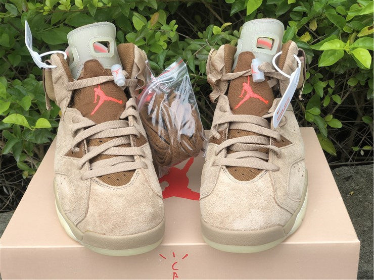 Nike Air Jordan 6 Retro Travis Scott SP British Khaki Brown Sneakers