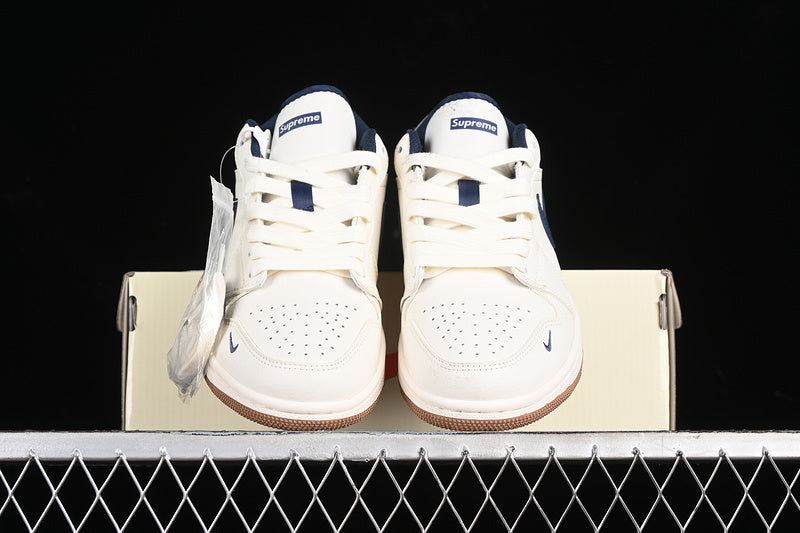 Nike Air Jordan 1 Low Supreme Navy White Sneakers