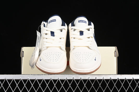Nike Air Jordan 1 Low Supreme Navy White Sneakers