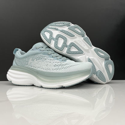 Hoka One One Bondi 8 Breathable Low-top Running Shoes Sneakers Blue Gray