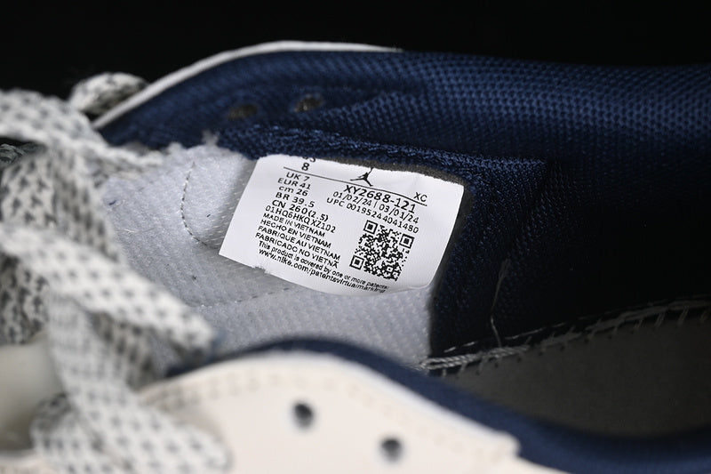 Travis Scott Fragment Design Nike Air Jordan 1 Low OG SP Blue White Dark Brown Sole Sneakers