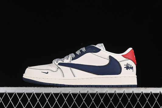 Travis Scott Fragment Design Nike Air Jordan 1 Low OG SP Blue White Sneakers