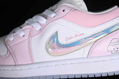 Nike Air Jordan 1 Low SE GS White Ice Blue Summit Pink Sneakers