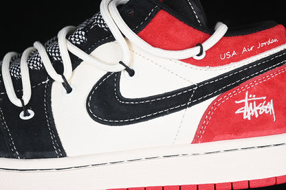 Nike Air Jordan 1 Low Black White Red Sneakers