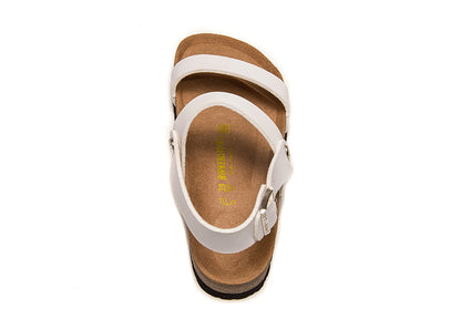 Birkenstock White Casual Matte Leather Strappy Sandals