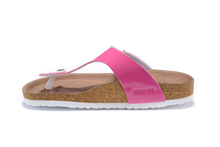 Birkenstock Rose Red Patent Leather Casual Flip Flops
