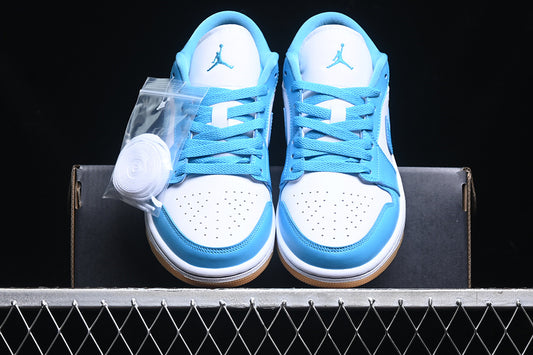 Nike Air Jordan 1 Low Brown Gum Sole White Powder Blue Sneakers