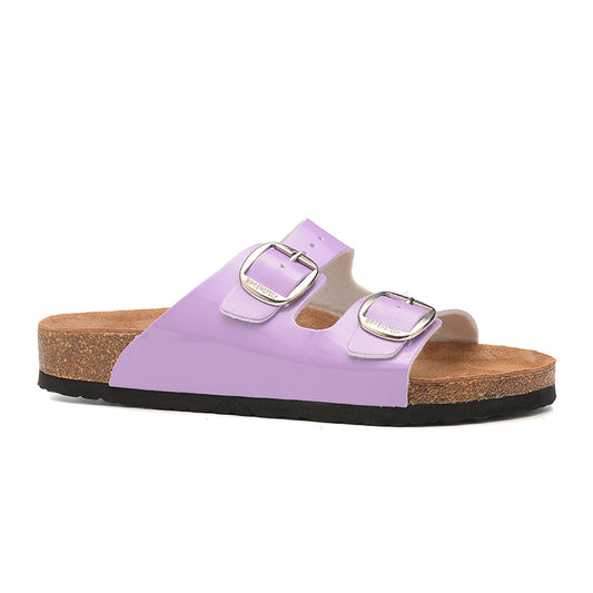 Birkenstock Two-Button Lilac Leather Casual Slippers