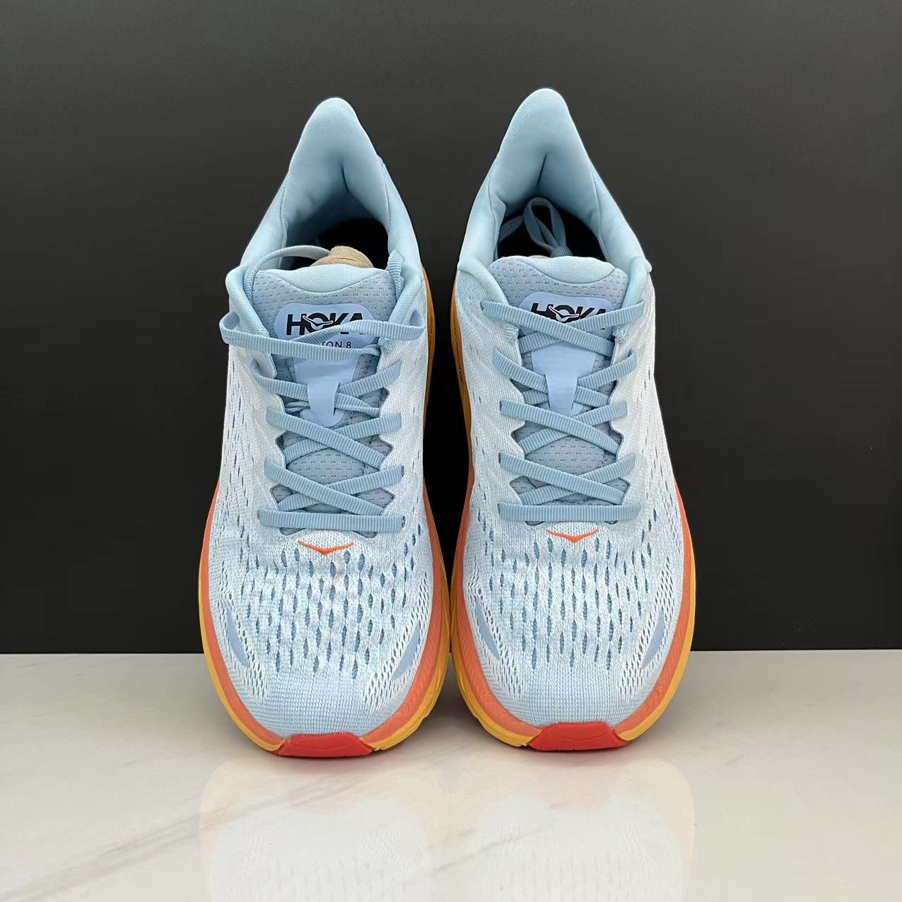Hoka One One Clifton 8 Fashion Shoes Shock-absorbing Sneakers Blue/Orange