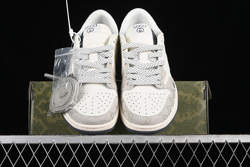 Nike Air Jordan 1 Retro Low GUCCI Travis Scott Fragment Design White Grey Sneakers