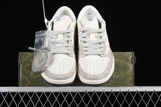 Nike Air Jordan 1 Retro Low GUCCI Travis Scott Fragment Design White Grey Sneakers