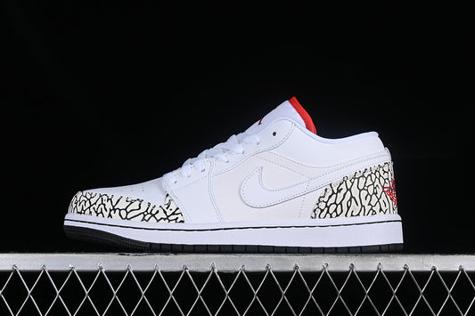 Nike Air Jordan 1 Low Black Sole Red Cement Grey White Sneakers