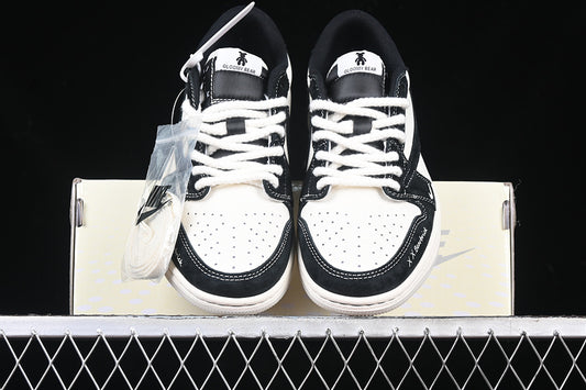 Travis Scott Fragment Design Nike Air Jordan 1 Low Gloomy Bear OG SP Black White Sneakers