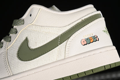 Nike Air Jordan 1 Low GUCCI Green Sole White Sneakers