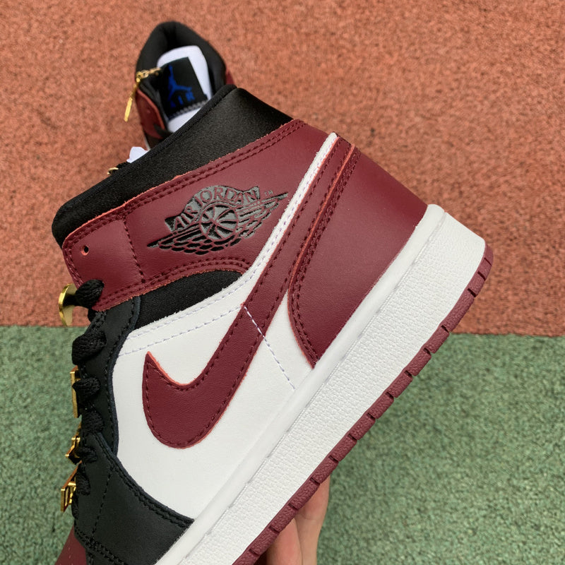 Nike Air Jordan 1 Mid SE Gold Pendants Beetroot/Black/White Sneakers
