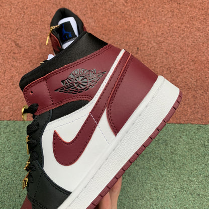 Nike Air Jordan 1 Mid SE Gold Pendants Beetroot/Black/White Sneakers
