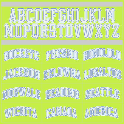 Custom Neon Green White-Light Blue Authentic Throwback Basketball Jersey