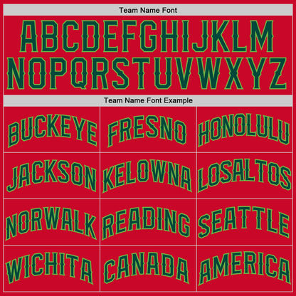 Custom Red Hunter Green-Neon Green Authentic Throwback Basketball Jersey