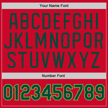 Custom Red Hunter Green-Neon Green Authentic Throwback Basketball Jersey